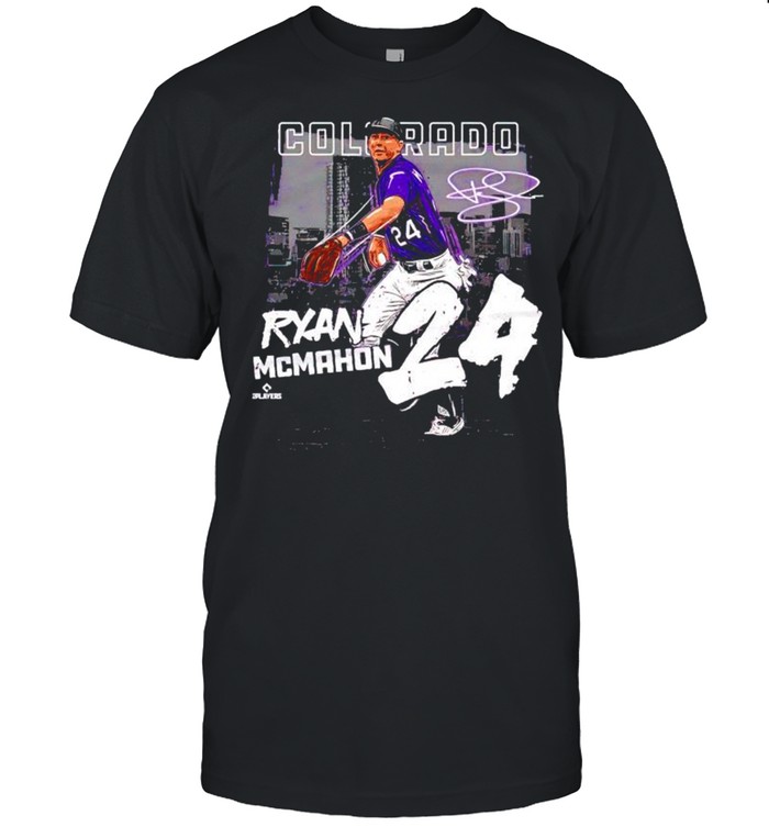 Colorado Baseball 24 Ryan McMahon player silhouette signature shirt