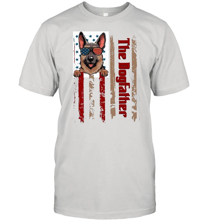 German Shepherd The Dogfather American Flag shirt