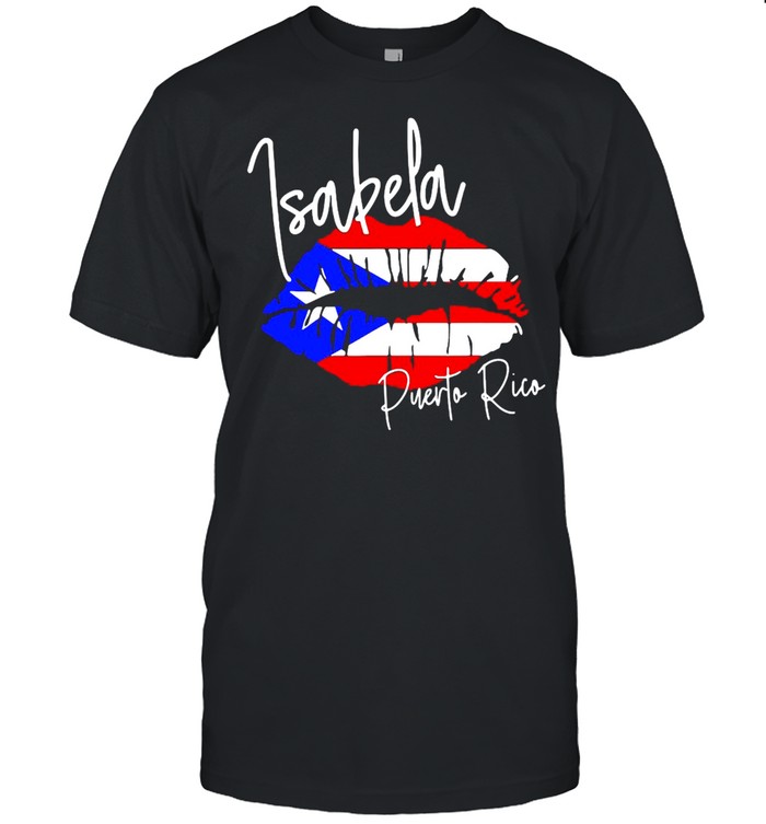 Ggt Travel Souvenir Style Isabela Puerto Rico Flag Lips T-shirt