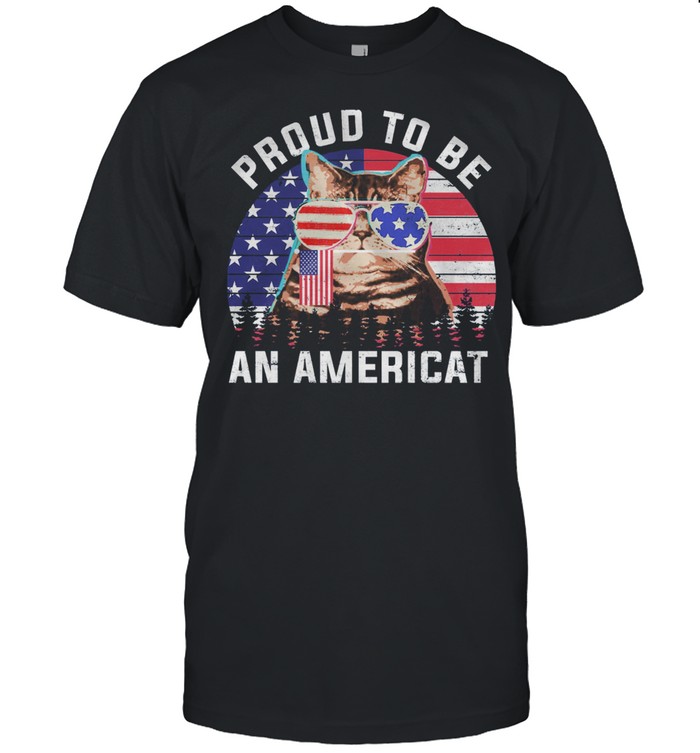 Proud To Be An Americat Cat American Flag shirt