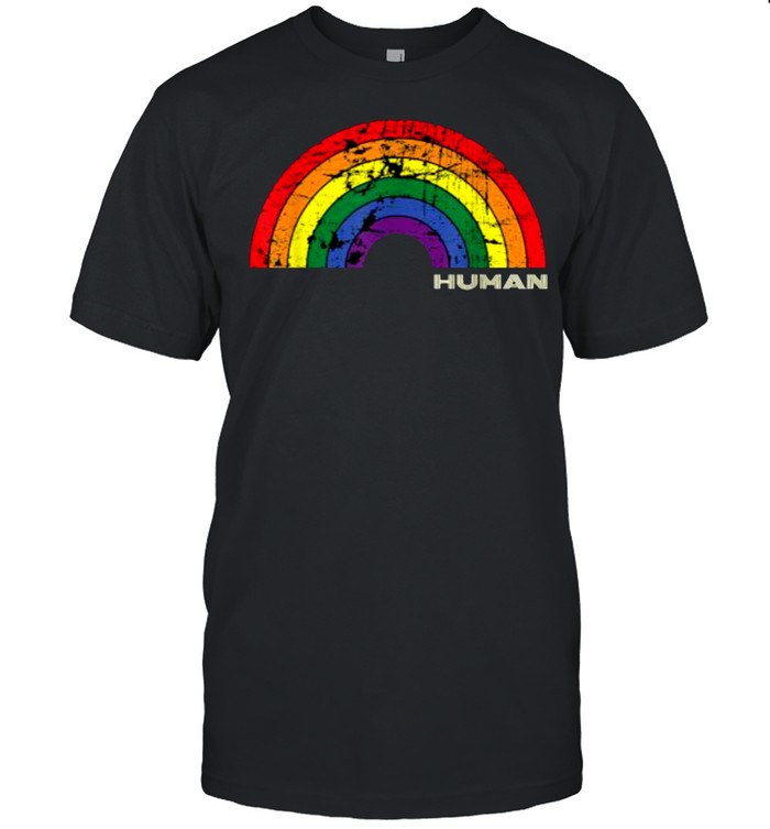 Human Gay Pride Retro LGBTQ Rainbow Vintage T-Shirt