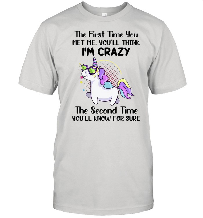 Unicorns The First Time You Met Me You’ll Think I’m Crazy The Second Time You’ll Know For Sure T-shirt