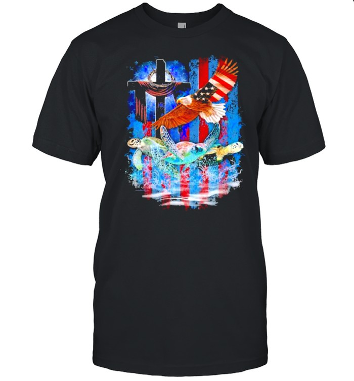 Turtle eagles american Flag 4th of July independence shirt