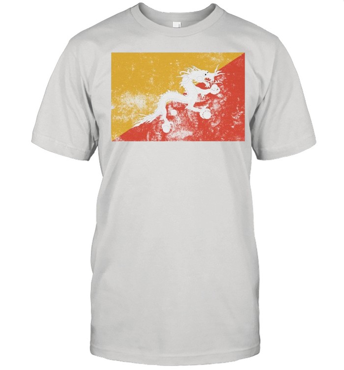 Retro Vintage Style Bhutan Bhutanese Flag Pride shirt