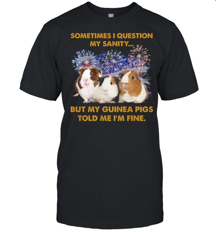 Sometimes I Question My Sanity But My Guinea Pigs Told Me Im Fine 4th Of July shirt