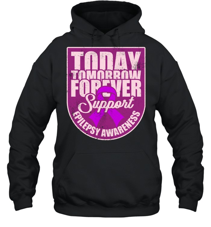 Epilepsy Awareness Support Purple Ribbon Forever Wear shirt Unisex Hoodie