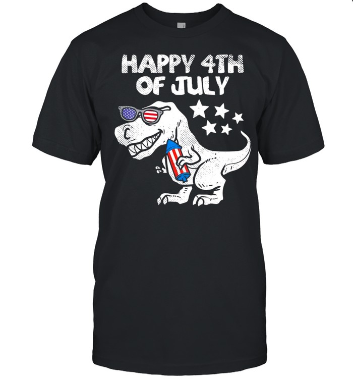 Happy 4th Of July Boys Toddler Trex Dinosaur shirt