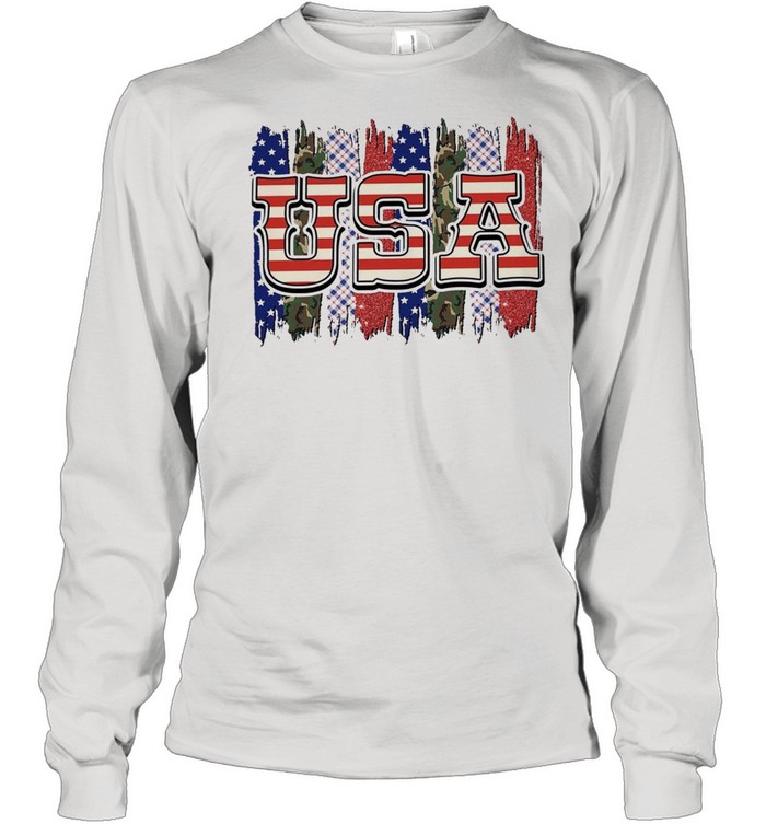 Camo american flag shirt Long Sleeved T-shirt