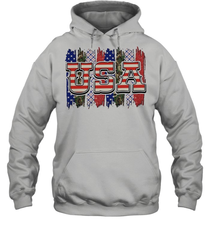 Camo american flag shirt Unisex Hoodie