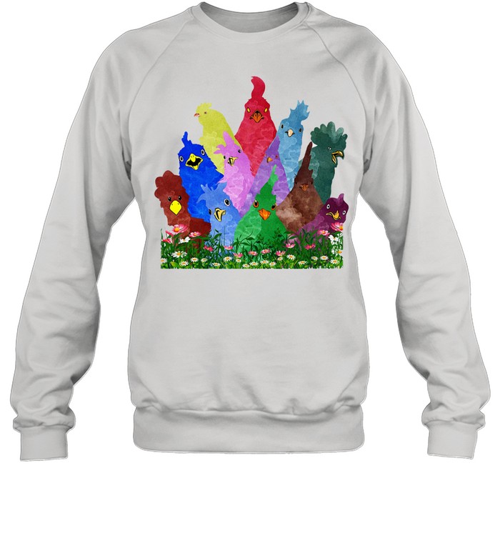 Chicken Rooster Colorful Rainbow shirt Unisex Sweatshirt