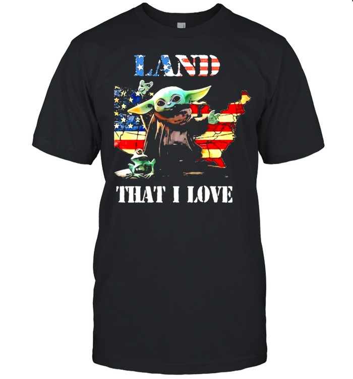 Land that i love yoda frog american flag shirt