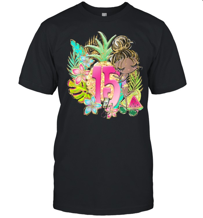 15th Birthday Summer Pool Party Beach Black Girl shirt