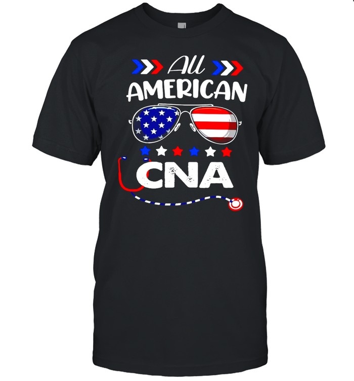 All American CNA Nurse 4th Of July Patriotic USA Flag Nursing T-shirt