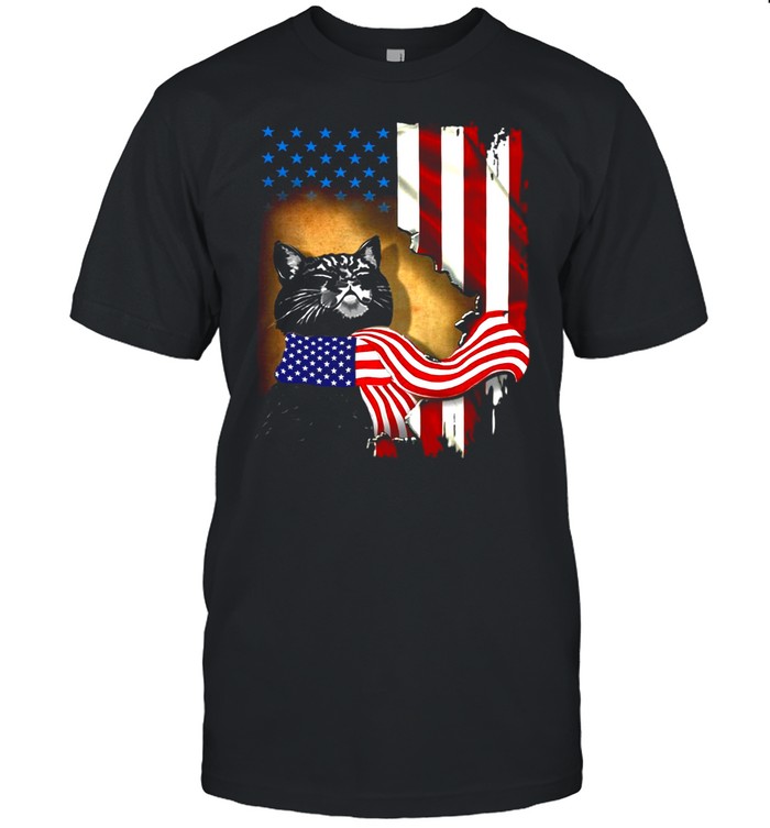 American Flag Cat Inside T-shirt