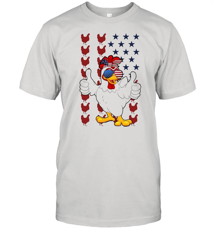 American Flag Chicken Independence day Farmer T-shirt