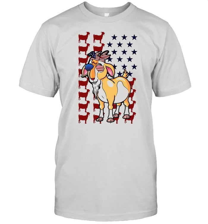 American Flag Goat Independence day Farmer T-shirt
