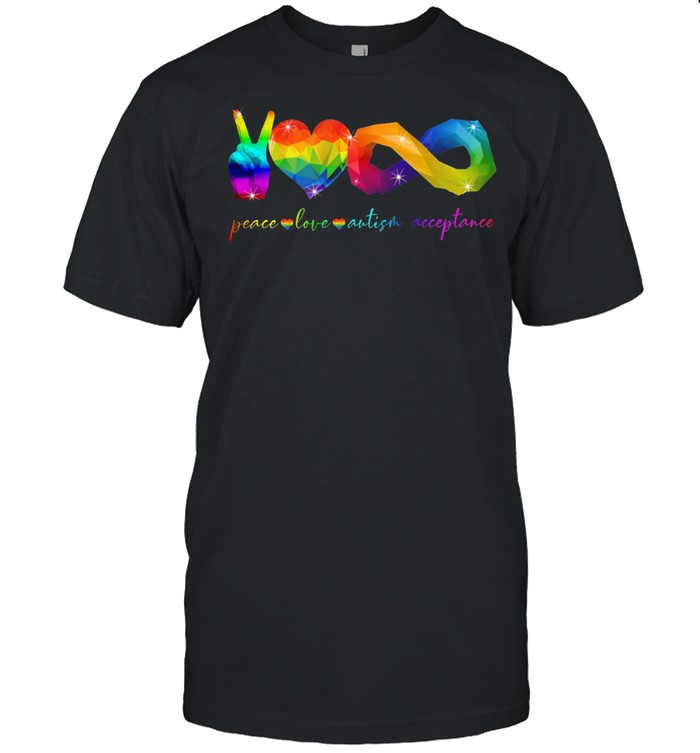 Peace Love Autism Acceptance LGBT shirt