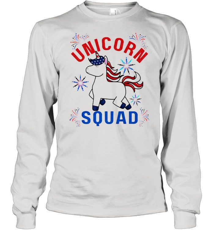 Unicorn Squad Patriotic Fireworks 4th Of July independence T- Long Sleeved T-shirt