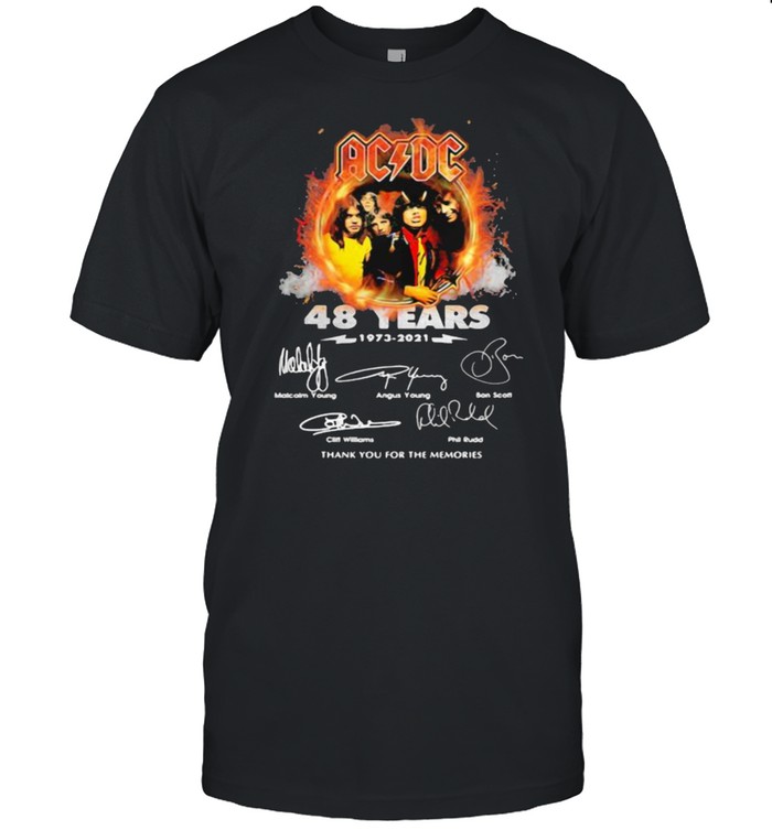 AC DC 48 years of 1973 2021 thank you for the memories signature shirt Classic Men's T-shirt