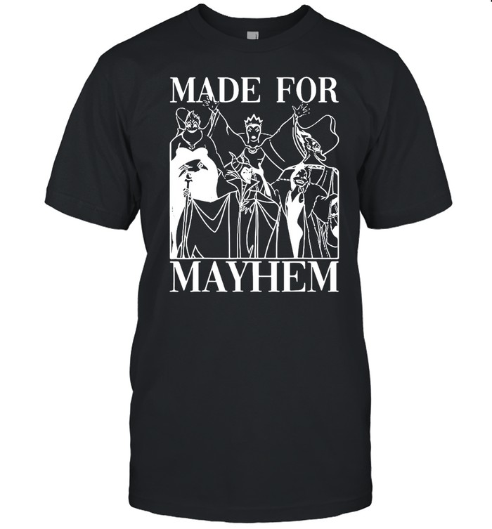 Villains Group Shot Made For Mayhem Outline T-shirt