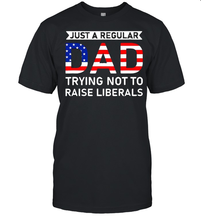 American Flag Just A Regular Dad Trying Not To Raise Liberals T-shirt