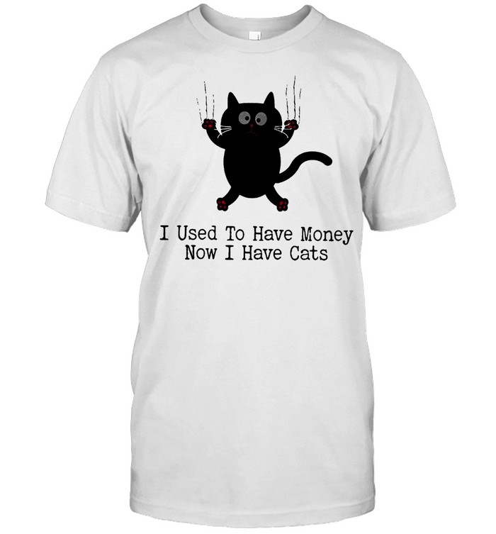 Black Cat I Used To Have Money Now I Have Cats  Classic Men's T-shirt