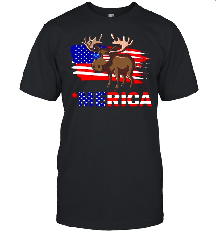 Moose American Flag Sunglasses Patriotic 4Th Of July Shirt