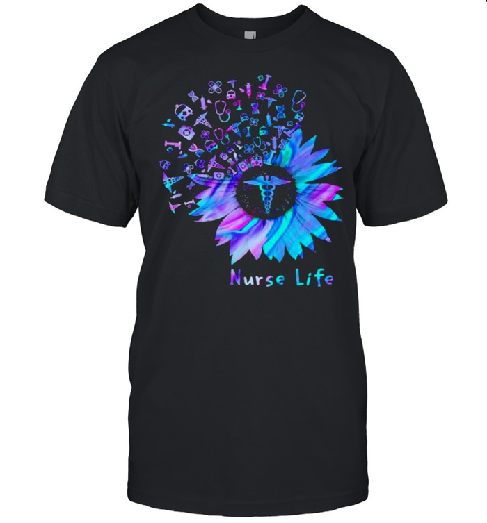 Nurse life logo flower hologram shirt