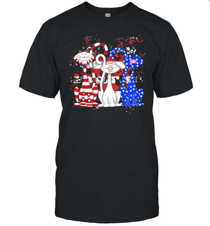 Tree Cat With American Flag shirt