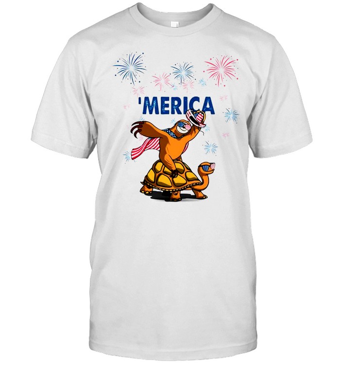 Sloth Turtle Merica Independence Day shirt