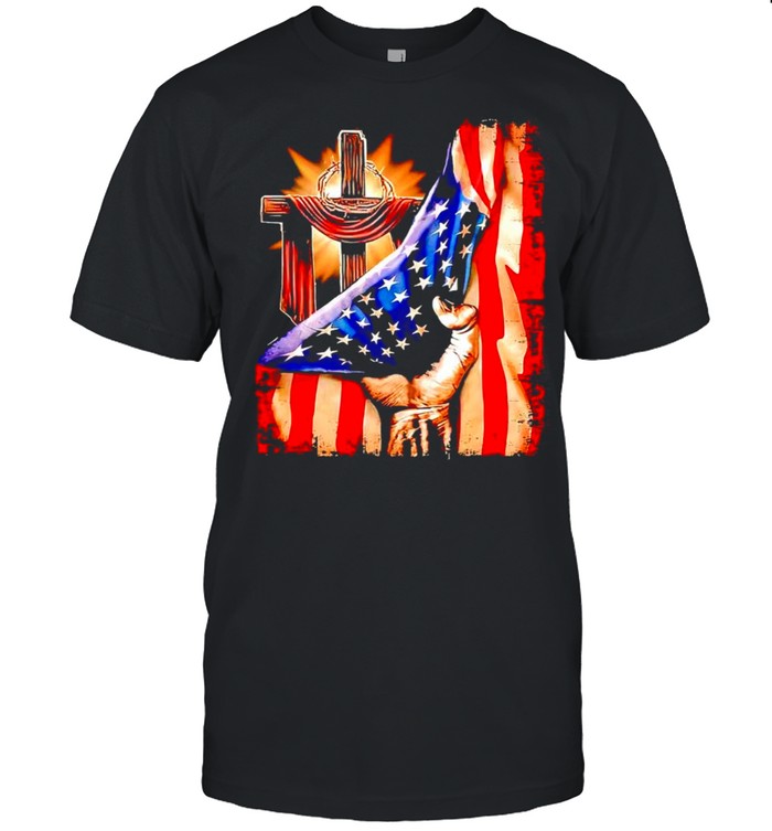 Cross christ jesus God America flag shirt