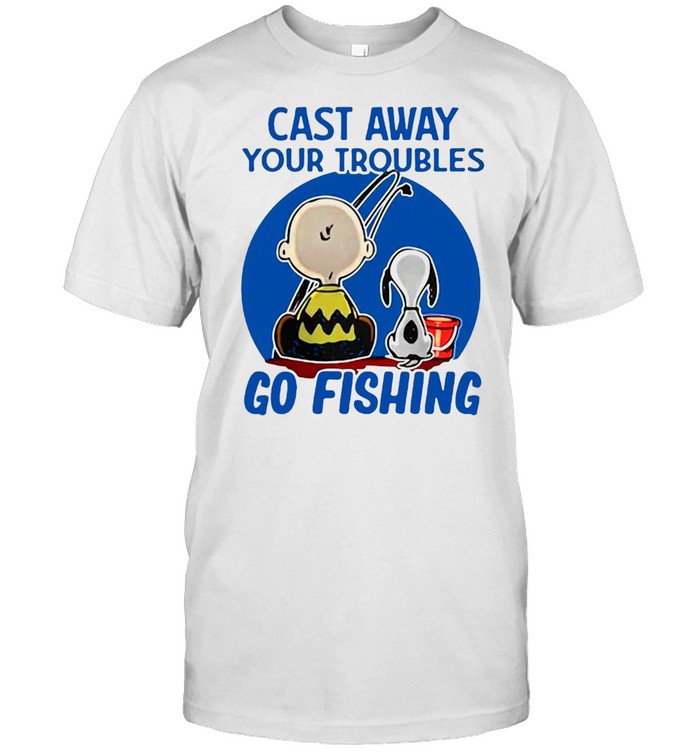 Snoopy Charlie Brown Cast Away Your Troubles Go Fishing T-shirt