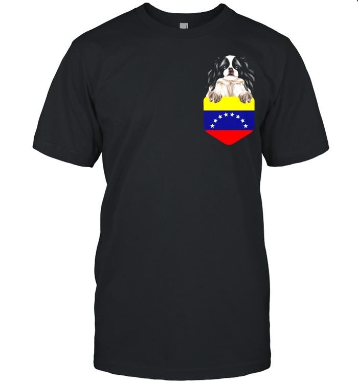 Venezuela Flag Japanese Chin Dog In Pocket shirt