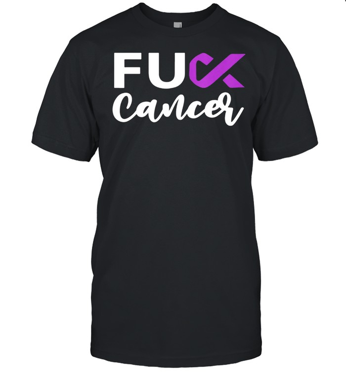 Cursive Fuck Pancreatic Purple Ribbon Cancer shirt