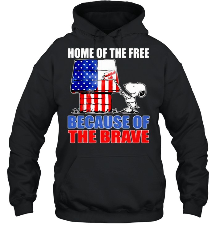 Home Of The Free Because Of The Brave Snoopy American Flag  Unisex Hoodie