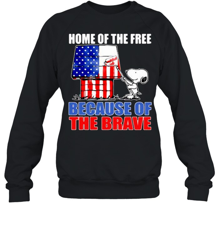 Home Of The Free Because Of The Brave Snoopy American Flag  Unisex Sweatshirt