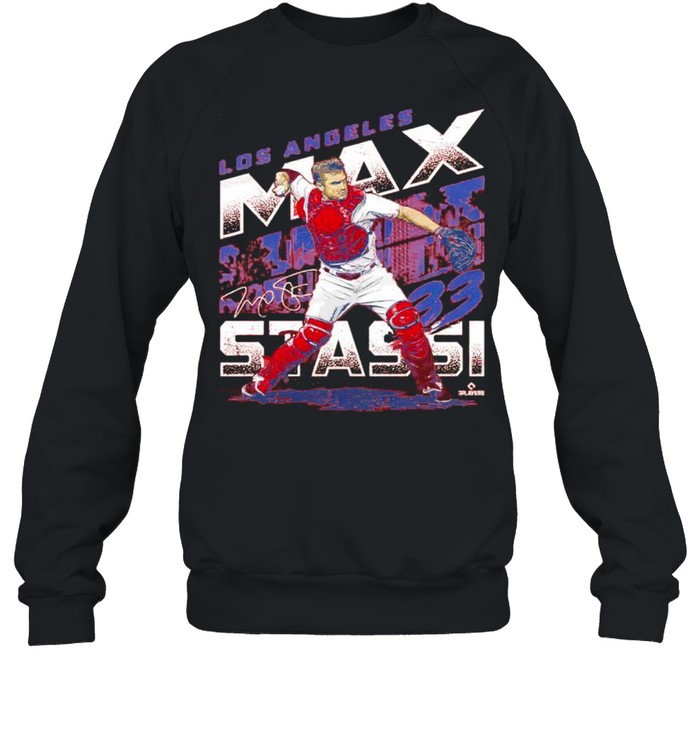Los Angeles Baseball 33 Max Stassi throw ball signature shirt Unisex Sweatshirt