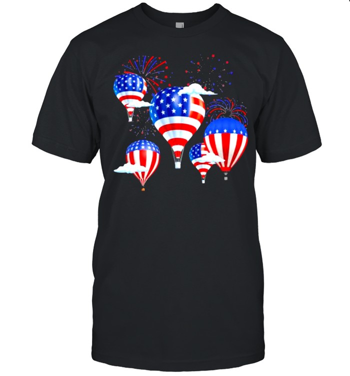 USA Flag Hot Air Balloons Firework Shirt