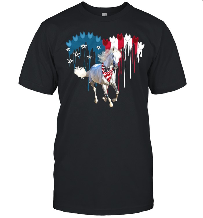 Horse American Flag Heart T-shirt