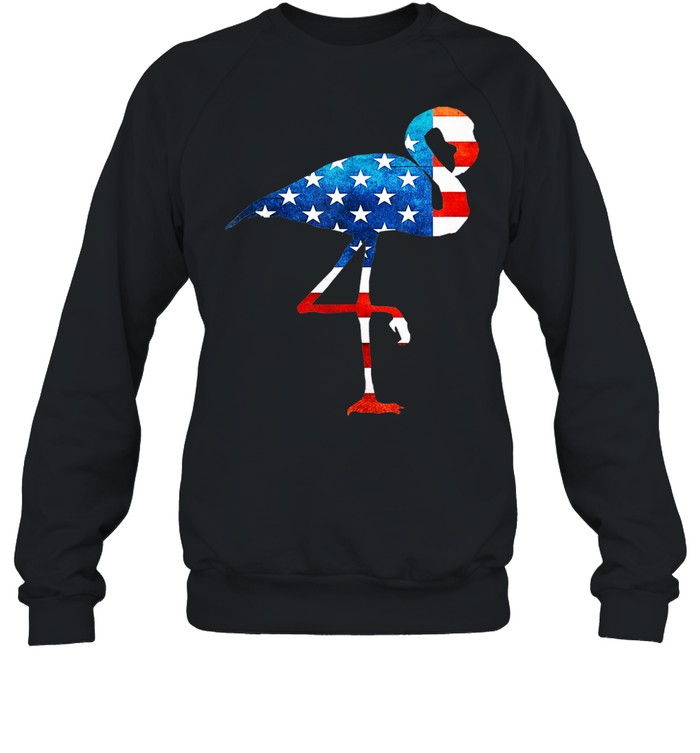 4th of July Flamingo American flag USA shirt Unisex Sweatshirt
