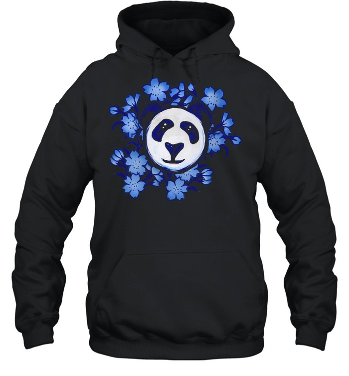 Blue Panda Art Floral Pandas shirt Unisex Hoodie