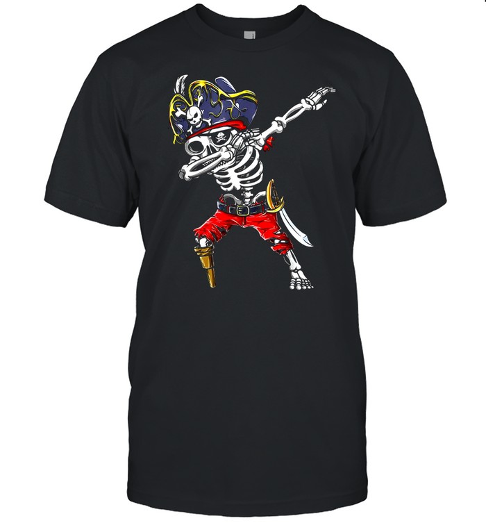 Dabbing Skeleton Pirate Halloween Costume Jolly Roger T-shirt