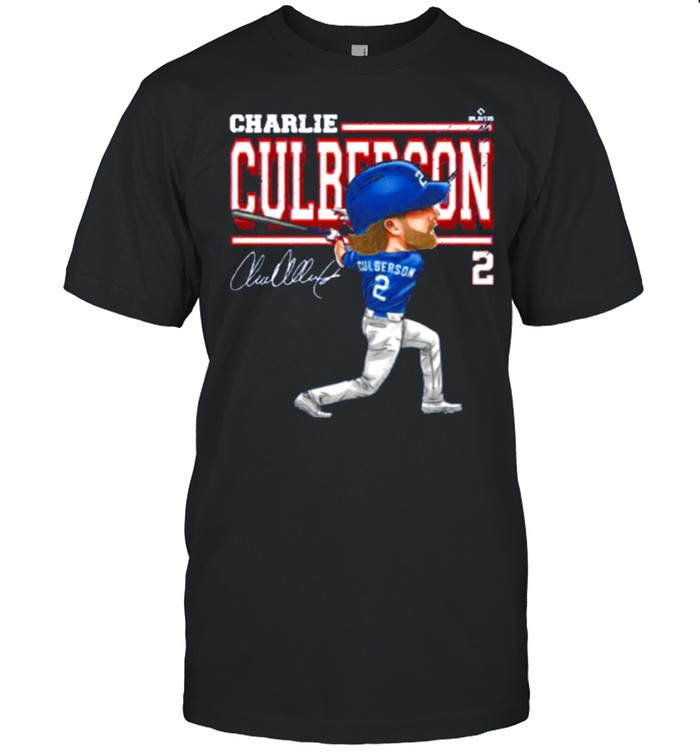 Texas Rangers 2 Charlie Culberson cartoon signature shirt