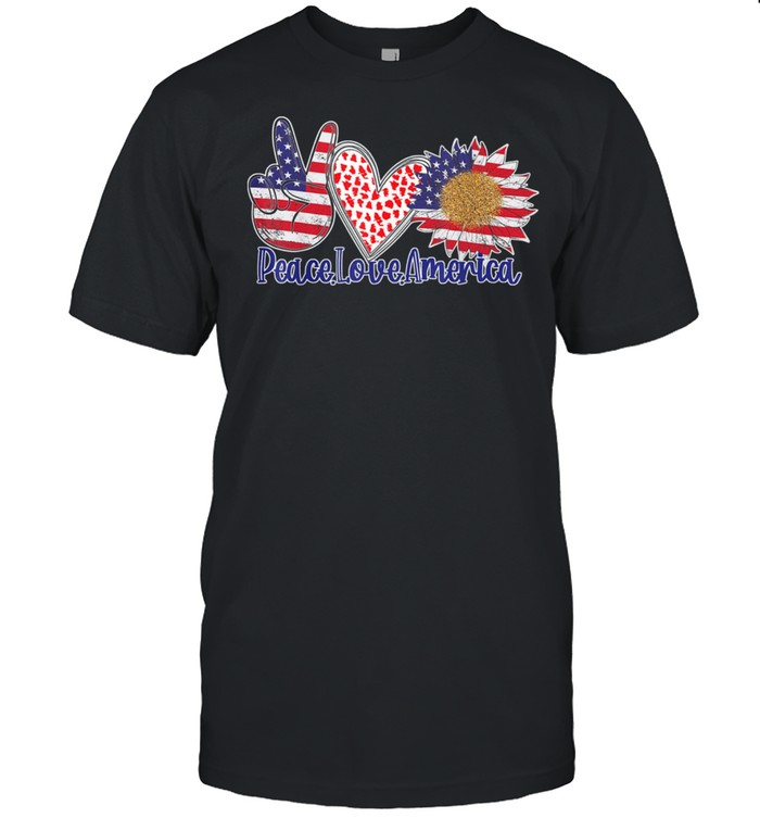 Peace Love America 4th July Patriotic Sunflower Heart Us 2021 shirt