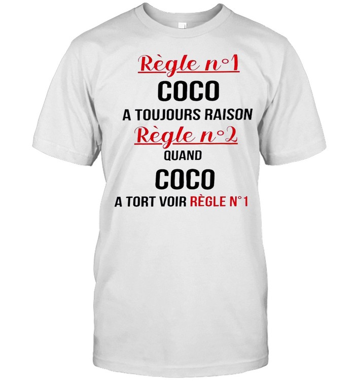 Regle n1 coco a toujours raison regle n2 quand coco a tort voir regle n1 shirt