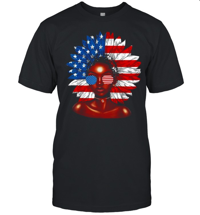 Afro Sunflower African American Flag 4th of July flower T- Classic Men's T-shirt