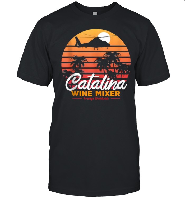 Catalina Wine Mixer Prestige Worldwide Retro Beach Palm Tree Shirt
