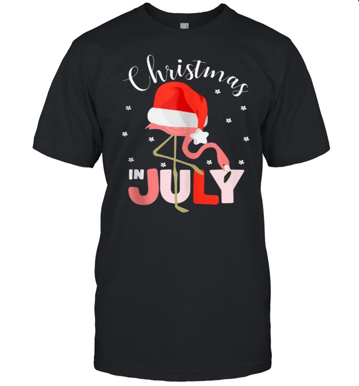 Christmas in July Flamingo Santa hat Shirt