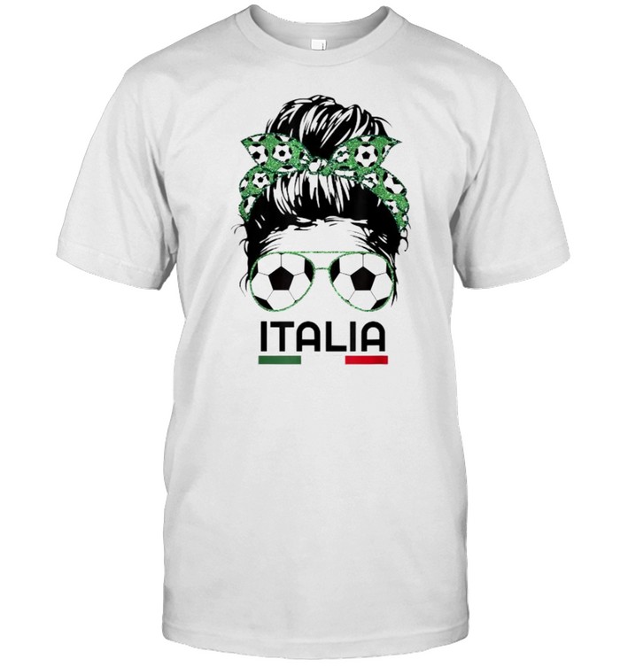 Italia messy bun Football Italian soccer lover T-Shirt