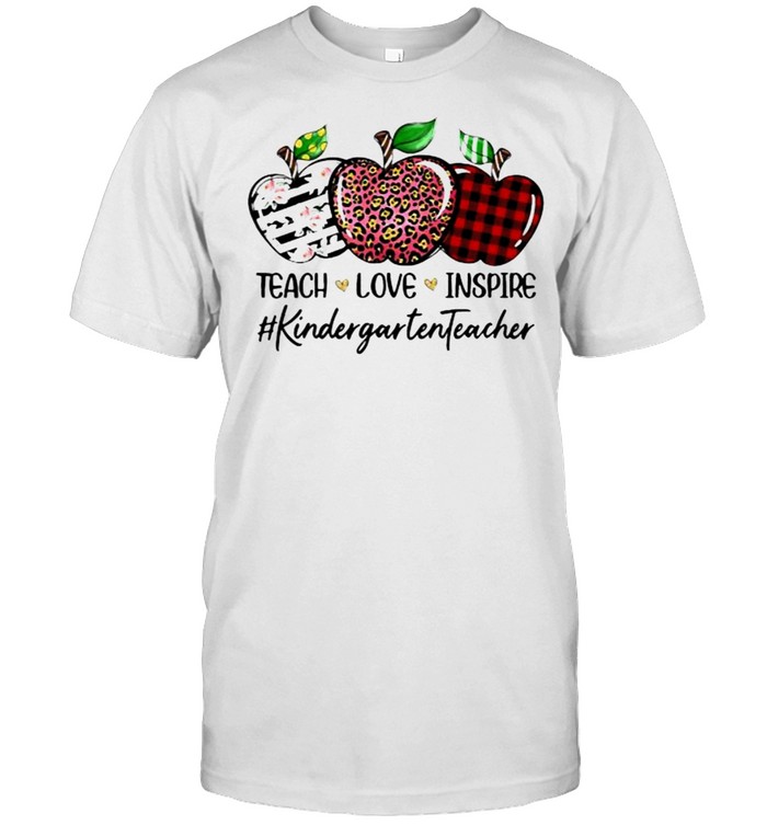Teacher love inspire kindergarten apples leopard flower shirt
